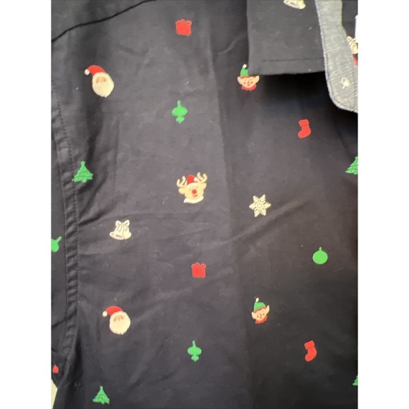 EIGHTH AVENUE MENS SHORT SLEEVE BUTTON FRONT CHRISTMAS THEMED SHIRT SM Slim Fit - Picture 5 of 12